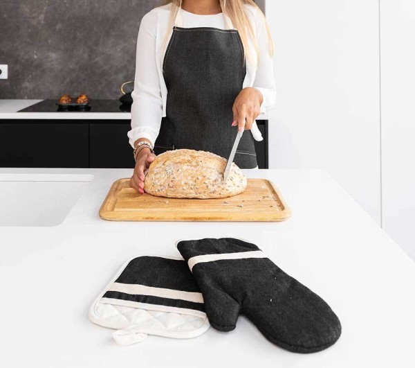 Ofenhandschuh Jennie Schwarz Baumwolle Topfhandschuh Topflappen 18x33cm