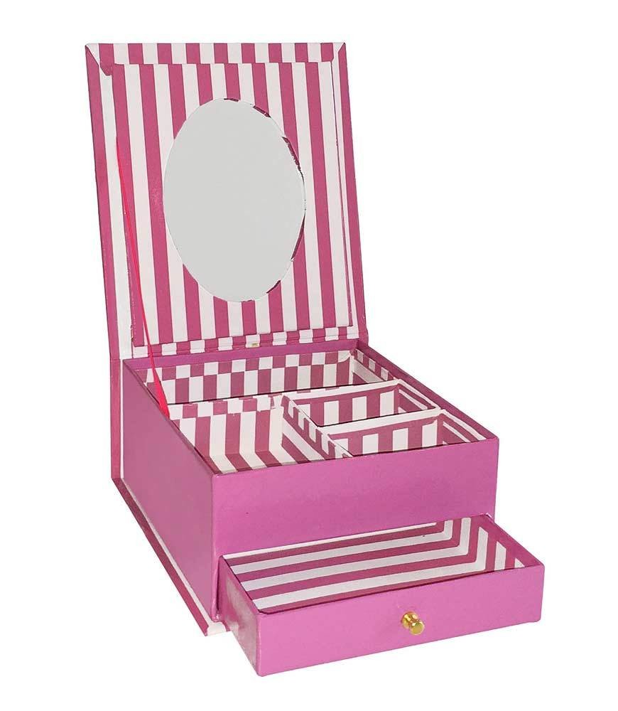 Schmuckkästchen Pink Weiß Gestreift Schmuckkasten mit Schublade 17x15cm