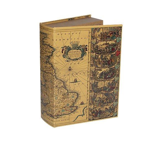 Hohles Buch Geheimfach Buchversteck Atlas Britannien Antik-Stil 24cm