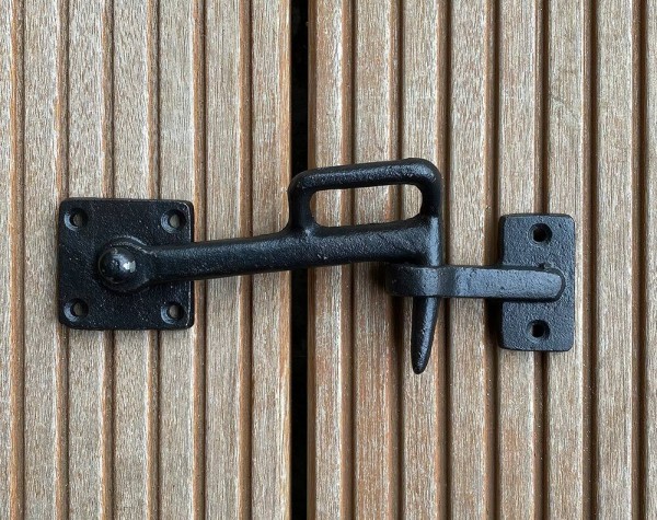 Sturmhaken Türhaken Gusseisen Antik-Stil Türschloß Schwarz 20cm