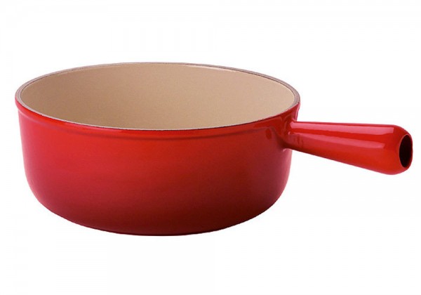 Le Creuset Schwenkkasserolle Caquelon Fonduetopf Gusseisen Kirschrot 22cm