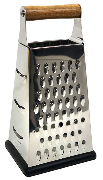 Vierkantreibe Reibe Edelstahl 4 Reibeflächen Käsereibe Gurkenhobel mit Holzgriff