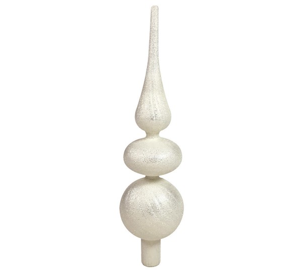 Christbaumspitze Weihnachtsbaumspitze Weiß Glitzer Echt Glas Tannenbaumspitze 32cm