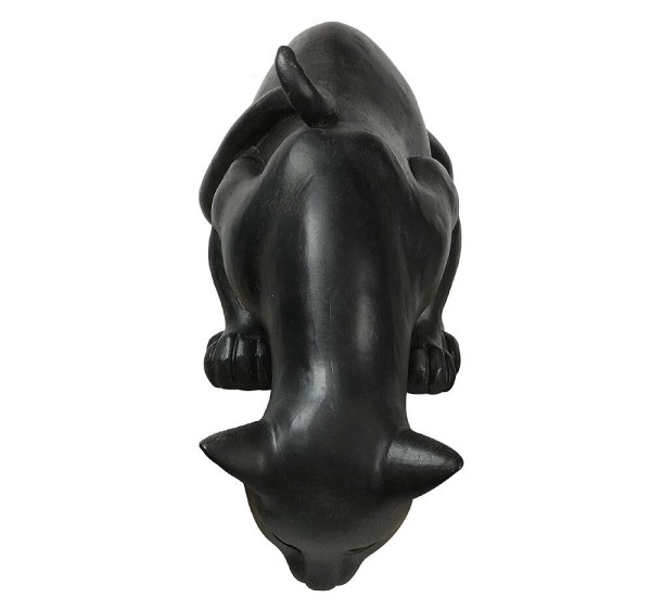 Figur Katze sitzend Dekofigur Katzen Skulptur lauernd Kunstguss schwarz-braun H 26cm