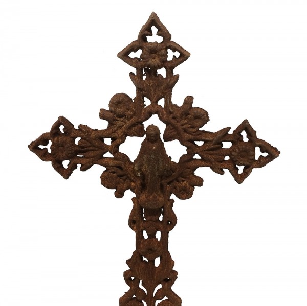 Kruzifix Standkruzifix Kreuz Gusseisen Antik-Stil Kirche Metall Edelrost 65cm