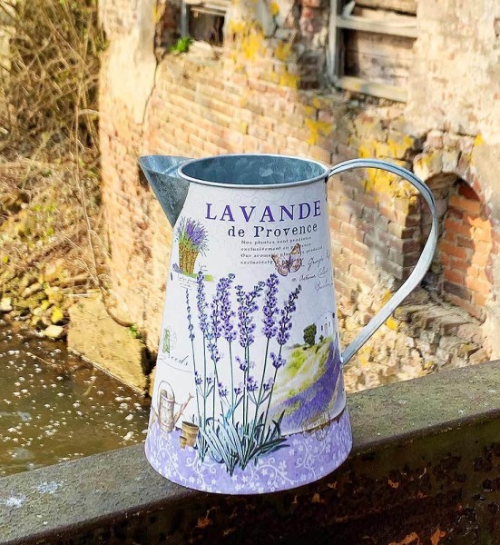 Deko Krug Zink Lavendel Zinkkrug Gießkanne Zinkkanne Wasserkrug Landhaus Vintage