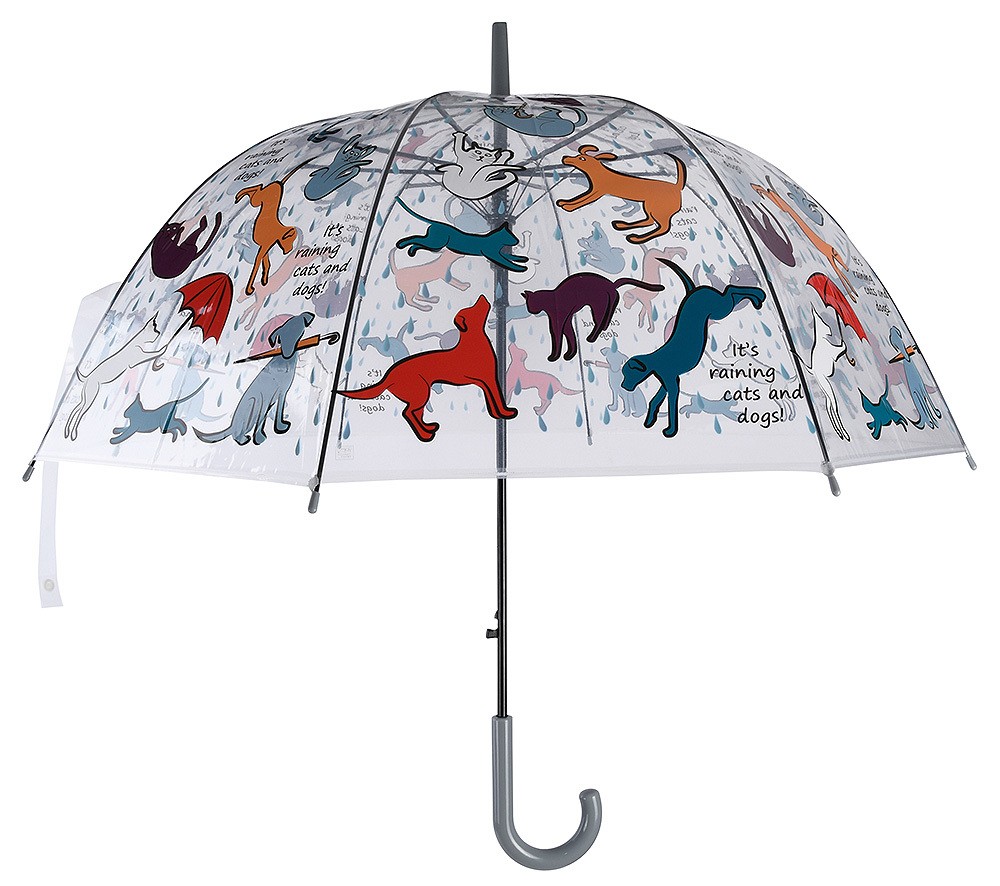 Regenschirm It`s raining cats and dogs Stockschirm Hund Katze Transparent Ø 85cm