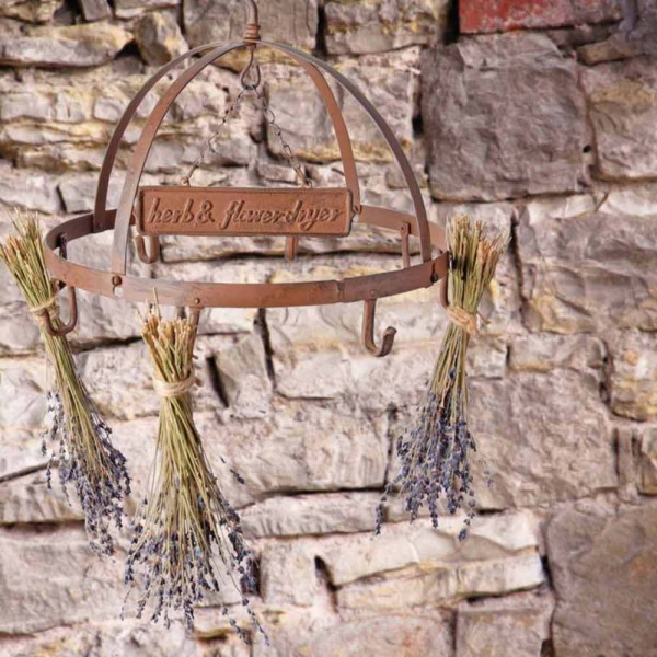 Kräuterkorb Kräuterkrone Wurstkrone Landhaus Küchenhänger Eisen Braun Rund