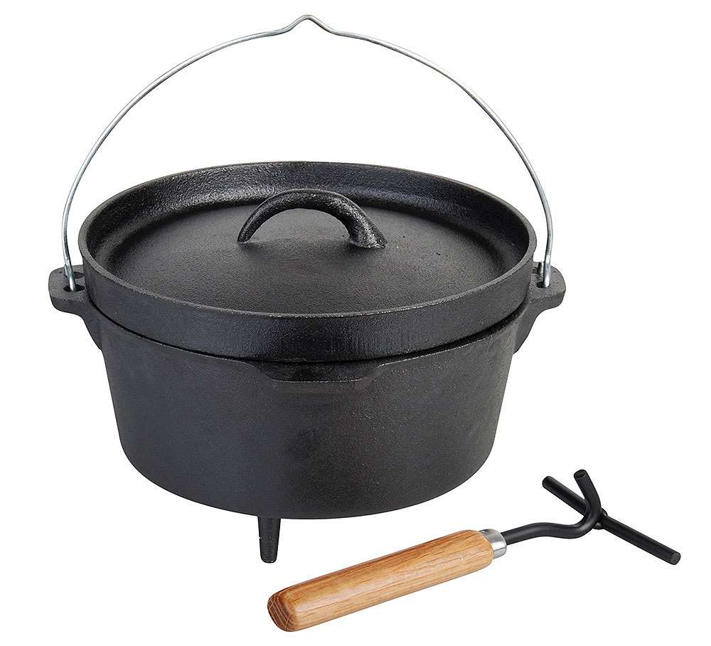 Dutch Oven Gusseisen Topf Set m. Deckelheber Feuertopf Schmortopf für