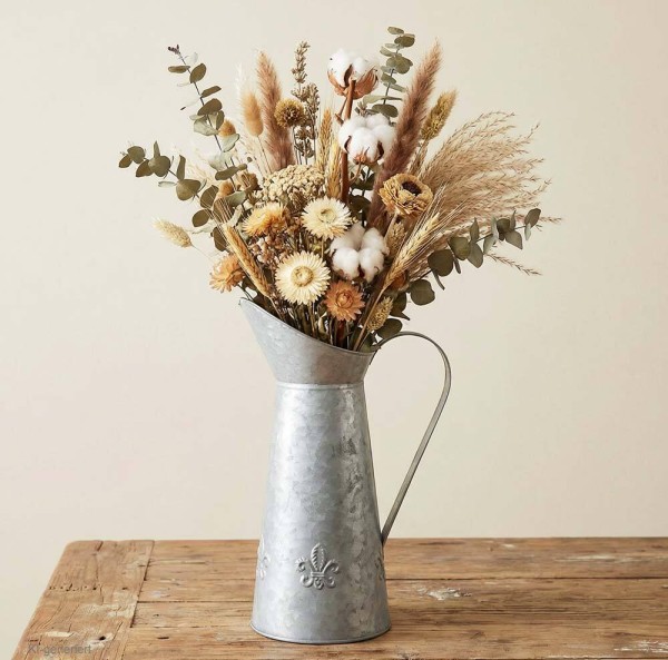 Deko Vase Kanne Zink Lilie für Trockenblumen Vintage-Deko Zinkkrug Landhausstil