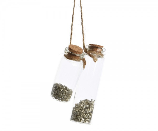 Christbaumschmuck Flasche zum Befüllen mit Korken Flaschenpost Steine 2 Stück