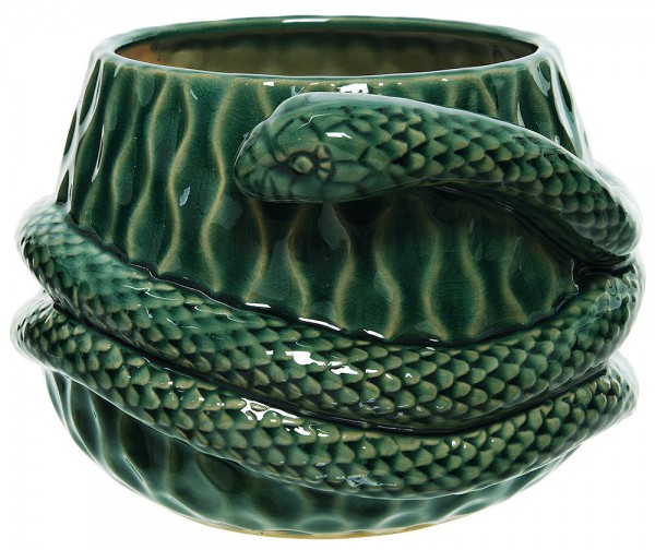 Blumentopf Schlange Grün Pflanztopf Übertopf Vase Keramik Kräutertopf 15cm