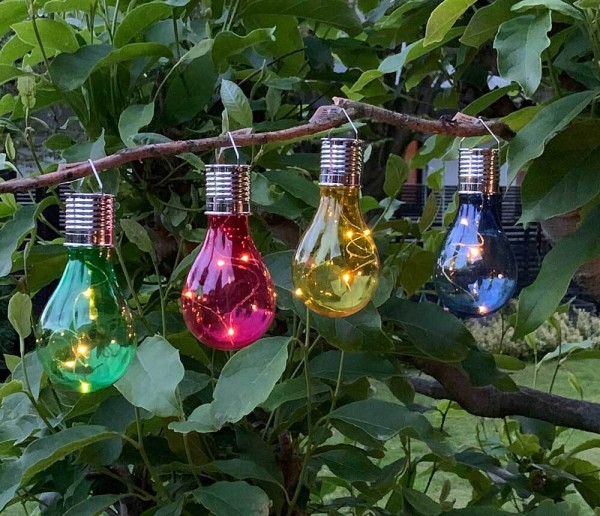 4 Stück Solar Glühbirne für Garten LED Bunt Partyleuchten für Pavillon Partydeko
