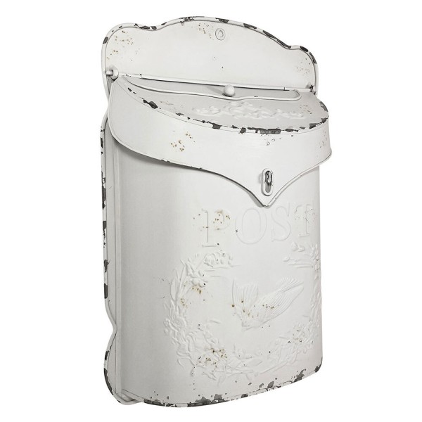 Briefkasten POST Zink weiß Postkasten mit Brieftaube Vintage Landhausstil