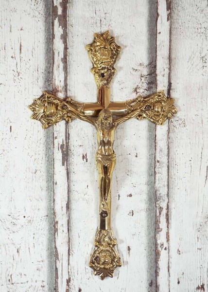 Wandkreuz aus Messing Kreuz zum Aufhängen Jesus-Christus Kruzifix 32cm