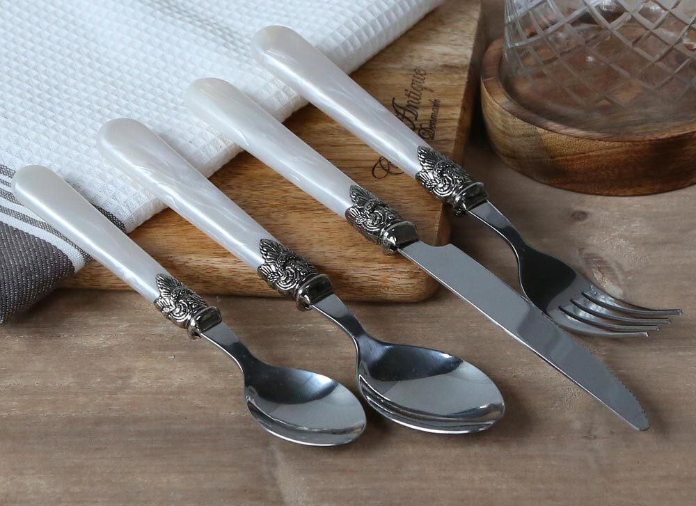 Chic Antique Besteck Set Linas 16-teilig Farbe Antik Perlmutt Vintage Stil Chic Antique Besteck Set Linas 16-teilig Farbe Antik Perlmutt Vintage Stil