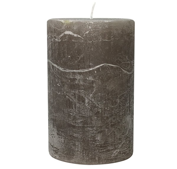 4 Rustic Stumpenkerzen Premium Kerze Dark Taupe 7x12cm - 55 Std Brenndauer