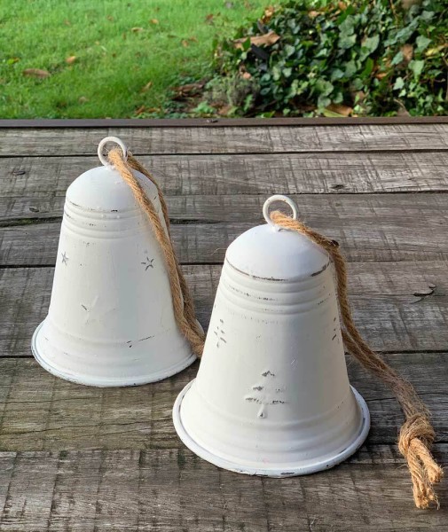 Glocken-Set Zink Weiß Weihnachtsglocke 2 Stück Nikolaus Weihnachtsdeko