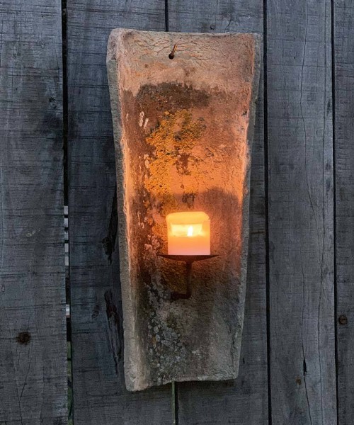 Dachziegel Antik Verwittert mit Wandkerzenhalter Original Patina Bruchecken