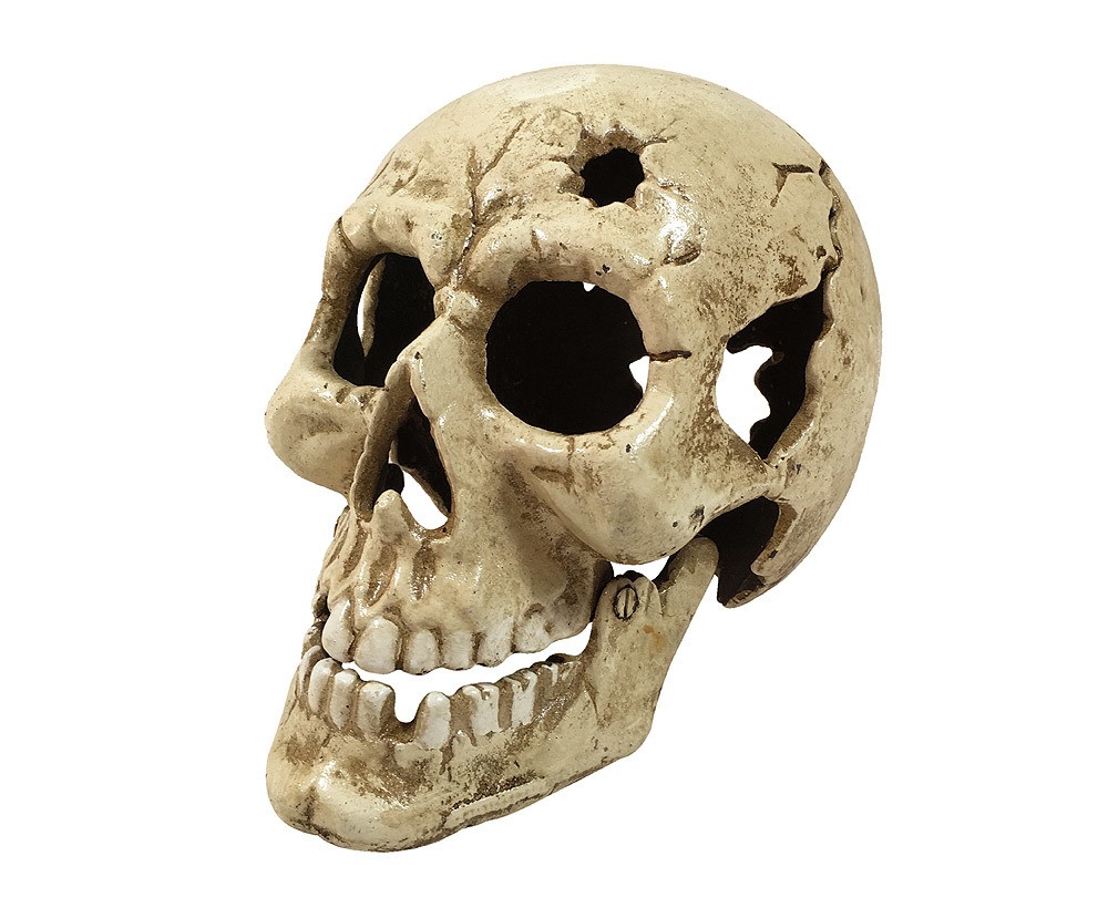 Großer Totenkopf Windlicht Gusseisen Halloween Briefbeschwerer Skull Memento Mori