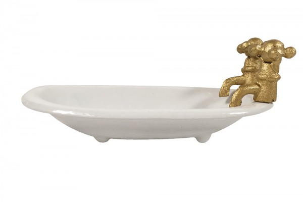 Seifenschale Alte Badewanne Metall Vintage Stil Nostalgie Wasserhahn Weiß