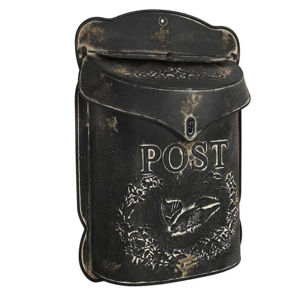 Briefkasten POST Zink schwarz Postkasten mit Brieftaube Vintage Landhausstil