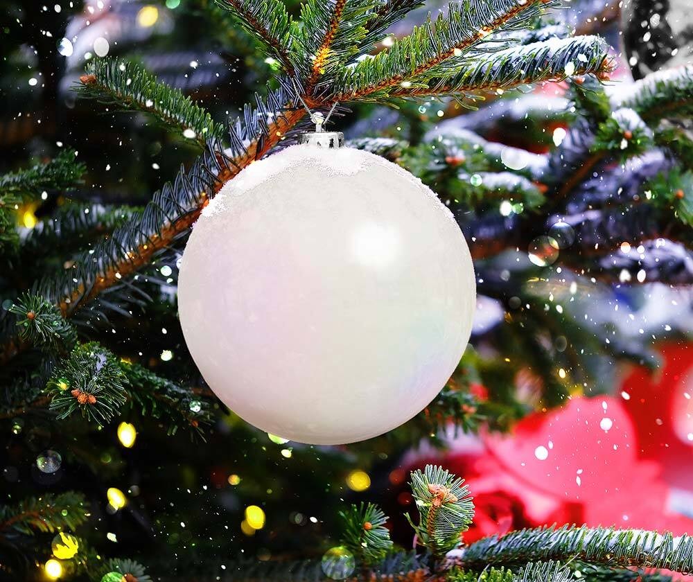Große Christbaumkugel Weiß Perlmutt Schimmer Weihnachtsbaumkugel 20cm Große Christbaumkugel Weiß Perlmutt Schimmer Weihnachtsbaumkugel 20cm