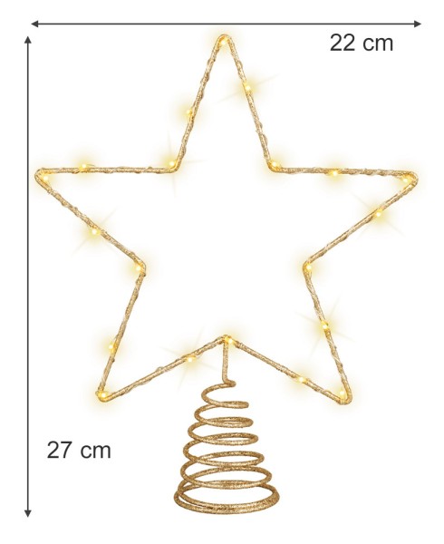 Weihnachtsbaumspitze Stern Gold Beleuchtet 20 LED Christbaumspitze Warmweiß