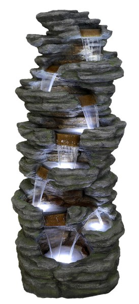 Ubbink AcquaArte Corte 201 cm Großes Wasserfall Set mit LED Naturgetreue Felsstruktur Gartenbrunnen