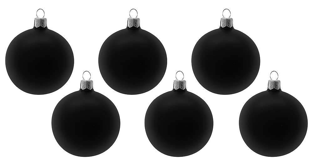 Christbaumkugeln Schwarz matt 6 Stück Echt Glas Weihnachtsbaumkugel