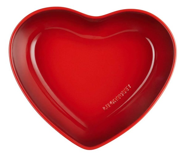 Le Creuset Servierschale Herzform Steinzeug Kirschrot 30cm