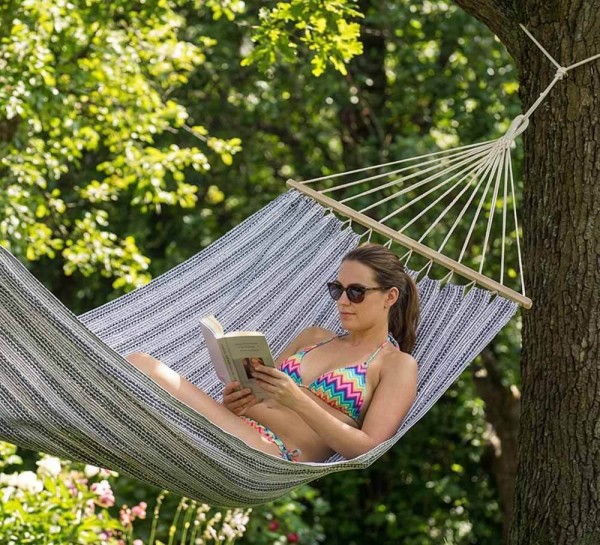 Hängematte XL Outdoor Camping Stabhängematte Boho Breit Garten 150x200cm