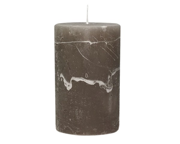 4 Rustic Stumpenkerzen Premium Kerze Dark Taupe 6x10cm - 38 Std Brenndauer