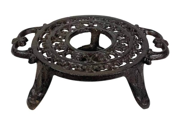 Stövchen Rund Vintage Warmhalteplatte Rechaud Gusseisen Antik-Stil Braun