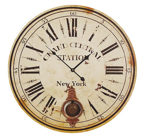 Grosse Wanduhr mit Pendel "Grand Central Station" 58cm Grosse Wanduhr mit Pendel "Grand Central Station" 58cm