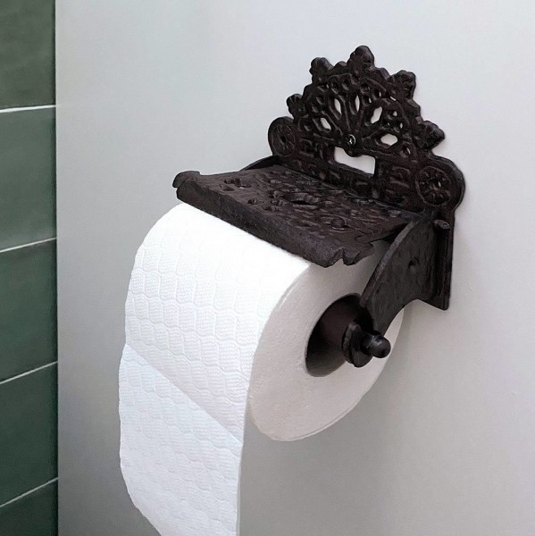 Toilettenpapierhalter Nostalgie Gusseisen Rustikal Antik-Stil Braun