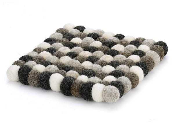 Cilio Untersetzer LANA GRIGIO quadratisch Schafwolle schwarz-weiß 21cm