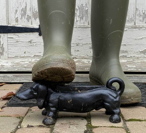 Schuhabstreifer Dackel Gusseisen Schwarz Schuhschaber Schuhkratzer Antik-Stil