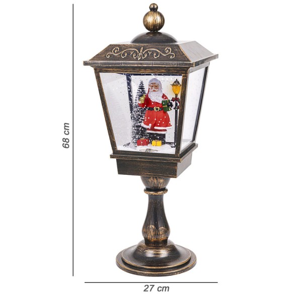 Schneelaterne mit Schneegestöber LED Beleuchtung Musik Straßenlampe Nostalgie Stecker