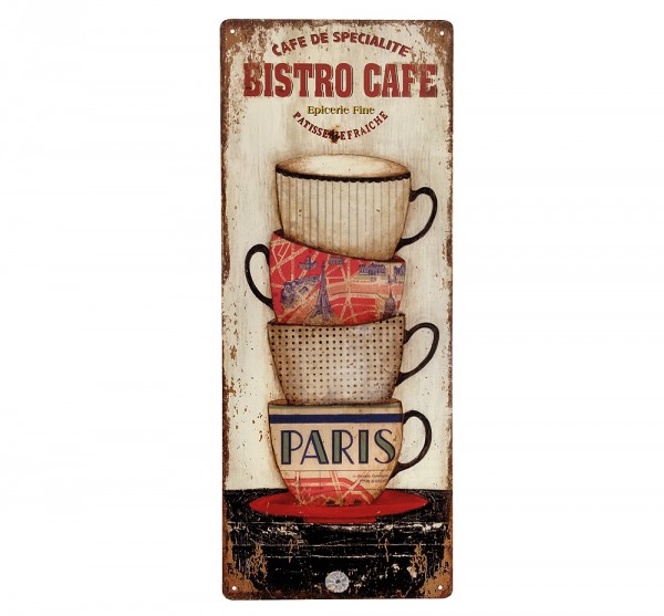 Nostalgisches Blechschild BISTRO CAFE PARIS Dekoschild Vintage 50x20cm