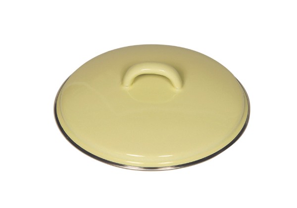 Riess Deckel Emaille Pastell Gelb mit Chromrand 16cm