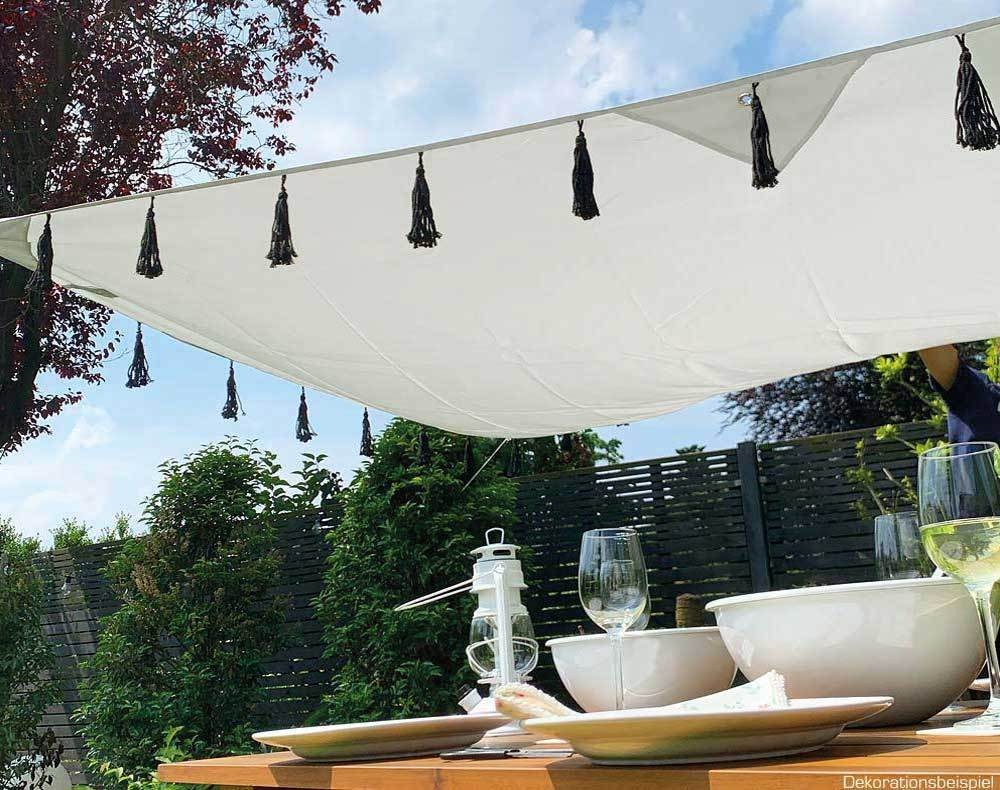 Sonnensegel rechteckig mit Fransen Grau Boho Sonnenschutz Garten Terrasse 2x3m