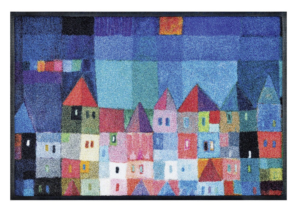wash+dry Fußmatte Colourful Houses waschbar 50x75cm