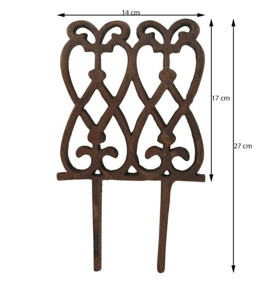 Beetzaun Beeteinfassung Gusseisen Antik-Braun 27x14cm Beetumrandung Ziergitter
