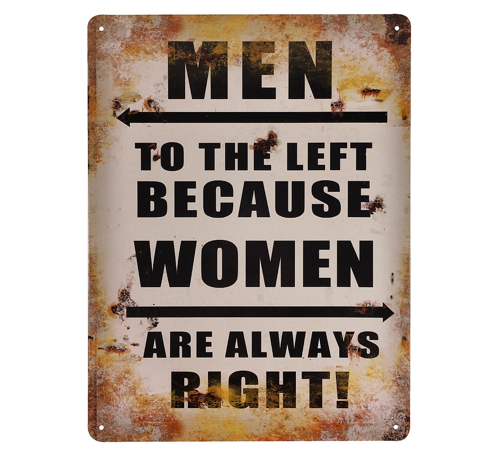 Toilettenschild MEN TO THE LEFT - WOMEN ARE ALWAYS RIGHT Vintage 25x33cm
