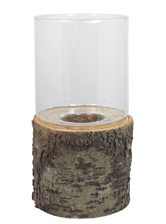 Wunderschönes Windlicht Glas Baumstamm Birkenrinde - Zum Dekorieren geeignet
