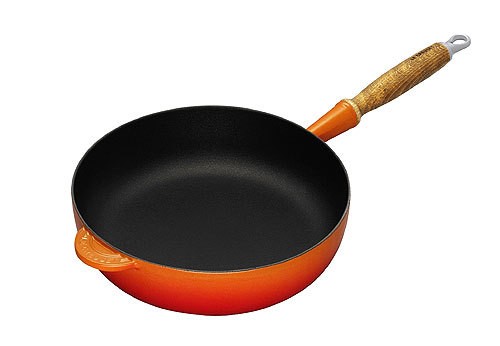 Le Creuset Sautepfanne Hoch Gusseisen Holzgriff Ofenrot 28cm