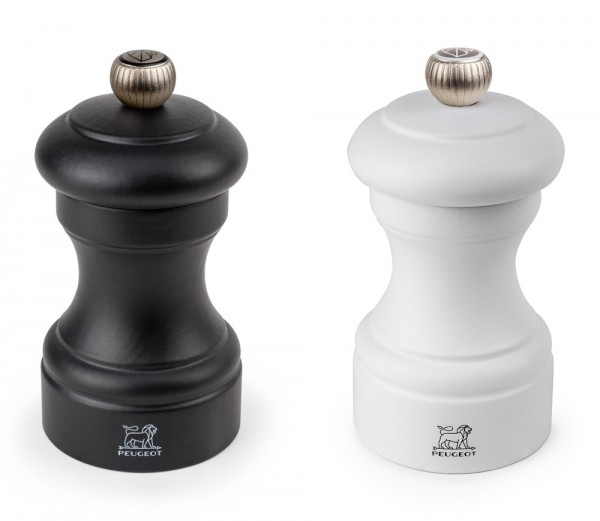 Peugeot Bistro Duo Pfeffermühle & Salzmühle Holz Schwarz Weiß Matt 10cm