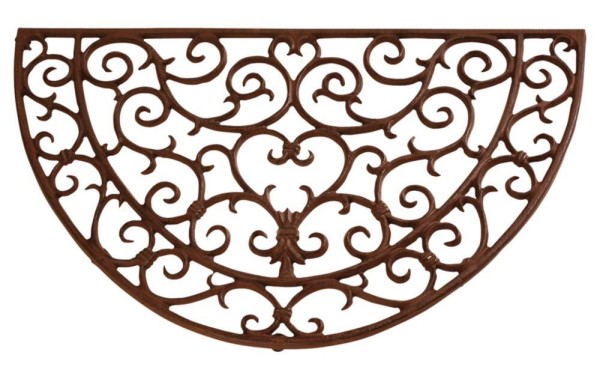 Fußabtreter Fußmatte Gusseisen Jugendstil Halbrund Antik-Braun 67x40cm