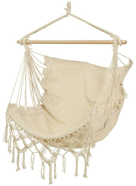 Hängesessel Ibiza Fransen Hängestuhl Beige Natur Boho Style Hippie Outdoor Camping
